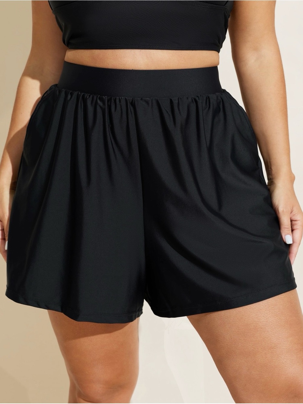 BloomChic Women’s Highwaisted Black Swim Shorts
